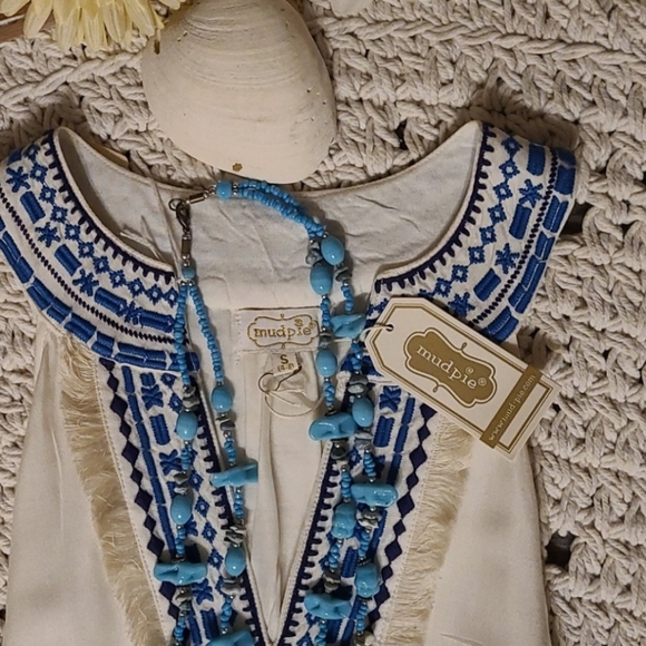 MUD PIE NEW WHITE, BLUE SMALL DRESS LAST ONE - Picture 8 of 12